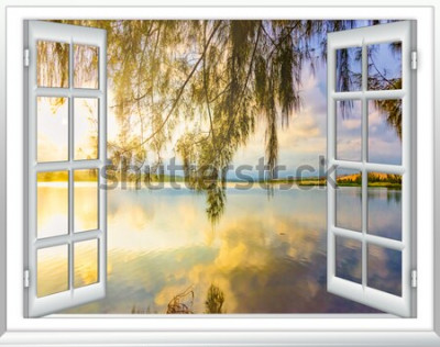 Papier peint  Vue sur l'océan paradis de la fenêtre sur l'île de journée d'été ensoleillée