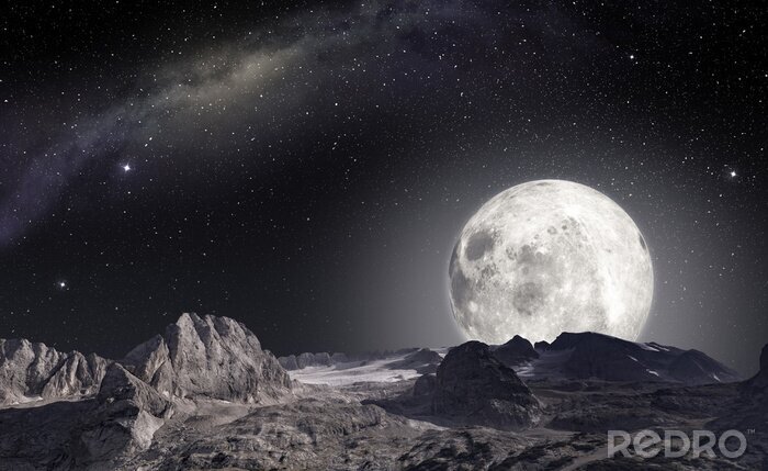 Papier peint  Vue sur la lune depuis une planète étrangère