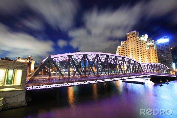 Papier peint  Waibaidu pont à Shanghai la nuit