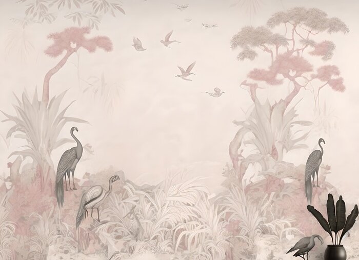 Papier peint  Wallpaper jungle and leaves tropical forest peacock