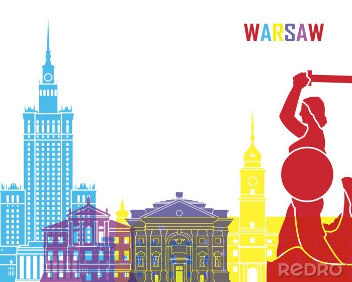 Papier peint  Warsaw skyline pop