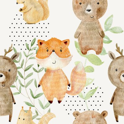 Watercolor forest pattern.