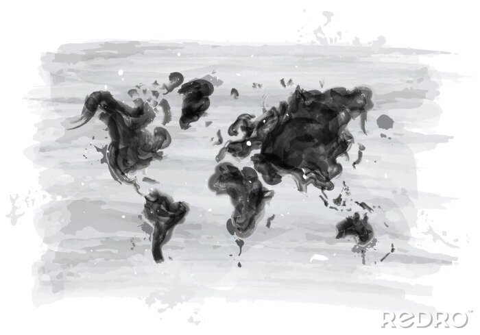 Papier peint  Watercolor painting design of world map . ( Environmental pollution concept ) . Vector