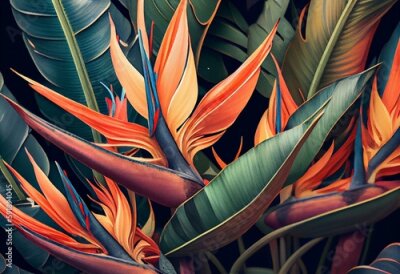 Papier peint  Watercolor strelitzia pattern. Generative AI