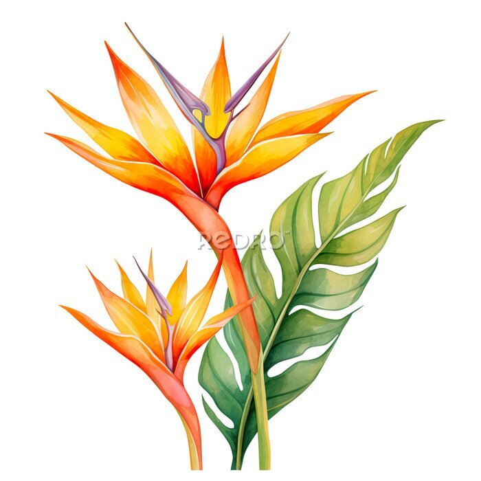 Papier peint  Watercolor strelitzia transparent background png