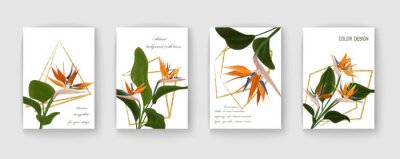 Papier peint  Wedding invitation with Strelitzia  flowers. Vector watercolor.  Vector illustration. 