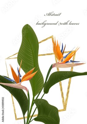 Papier peint  Wedding invitation with Strelitzia  flowers. Vector watercolor.  Vector illustration.