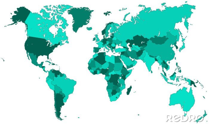 Papier peint  Weltkarte - einzelne Länder en Türkis