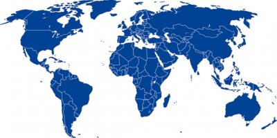 Weltkarte - Vektor mit genauen Grenzen auf supplémentaire Ebene
