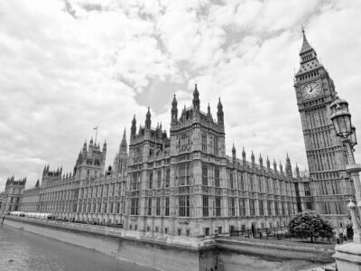 Westminster panorama monochrome