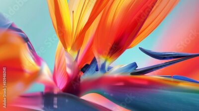 Papier peint  Whispers of Nature: Through macro lens, the Strelitzia flower whispers secrets of tranquility, an echo of nature's wisdom.