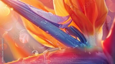 Papier peint  Whispers of Nature: Through macro lens, the Strelitzia flower whispers secrets of tranquility, an echo of nature's wisdom.