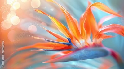 Papier peint  Whispers of Nature: Through macro lens, the Strelitzia flower whispers secrets of tranquility, an echo of nature's wisdom.