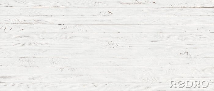 Papier peint  White wood texture background, top view wooden plank panel