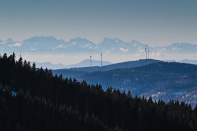 Papier peint  Windkraft im Südschwarzwald mit Alpenpanorama