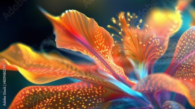 Papier peint  Wisdom in Veins: Zooming in reveals the Strelitzia's dotted veins as channels of wisdom, nurturing the flower's serene presence.