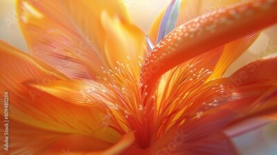 Papier peint  Wisdom in Veins: Zooming in reveals the Strelitzia's dotted veins as channels of wisdom, nurturing the flower's serene presence.