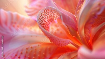 Papier peint  Wisdom in Veins: Zooming in reveals the Strelitzia's dotted veins as channels of wisdom, nurturing the flower's serene presence.