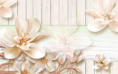 Witte orchidee op een achtergrond van lichte planken