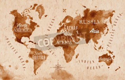 Papier peint  World map map retro