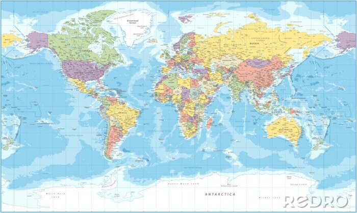 Papier peint  World Map - Political - Vector Detailed Illustration