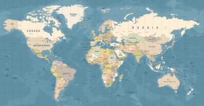 Papier peint  World Map Vector. Illustration détaillée de la carte du monde