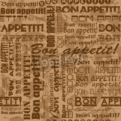 Papier peint  « Bon appétit »  écrit dans des polices différentes