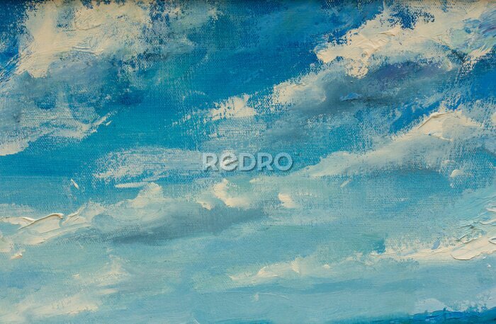 Papier peint  Abstrait nuages ​​bleu ciel fond de peinture à l'huile