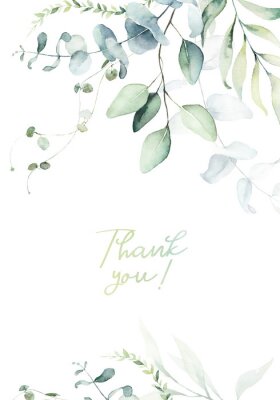 Poster  L'inscription « merci » sur un fond de feuilles