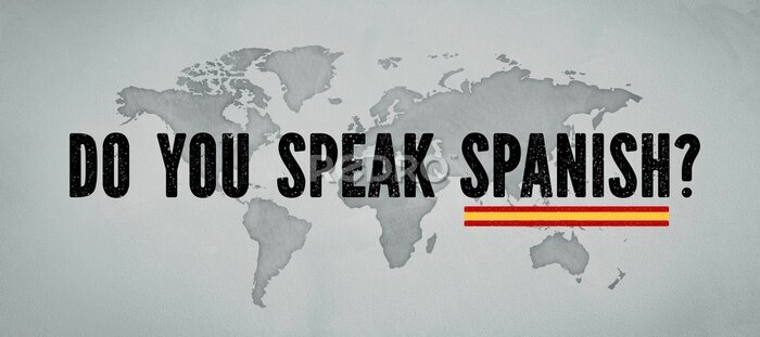 Papier peint  Phrase « Parlez-vous espagnol ? » avec une carte du monde en arrière-plan
