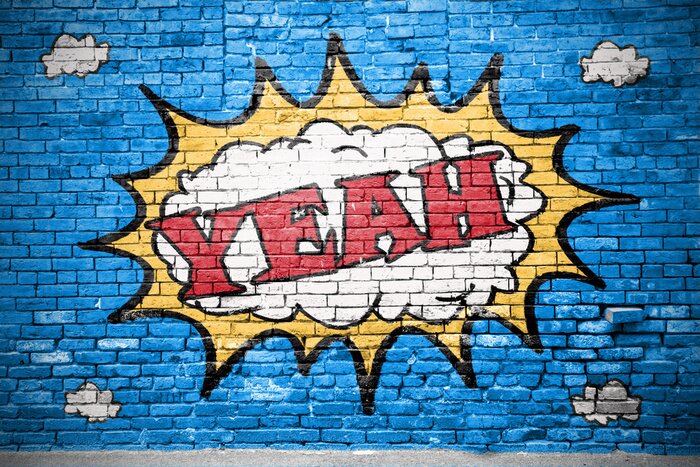 Papier peint  Yeah Comic  Ziegelsteinmauer Graffiti