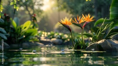 Papier peint  Zen Garden Oasis: Amidst greenery, the Strelitzia becomes a zen oasis, a tranquil haven for quiet reflection.