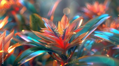 Papier peint  Zen Garden Oasis: Amidst the greenery, the Strelitzia flower becomes a zen garden oasis, a place of quiet contemplation and inner calm.