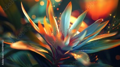 Papier peint  Zen Harmony: Amidst the garden's tranquility, the Strelitzia offers a zen harmony, inviting peace and balance into the surroundings.