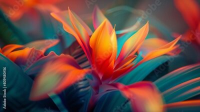 Papier peint  Zen Harmony: Amidst the garden's tranquility, the Strelitzia offers a zen harmony, inviting peace and balance into the surroundings.