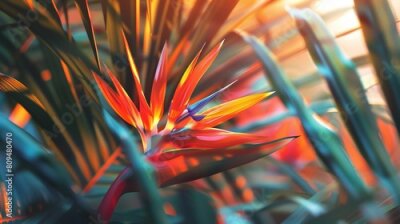 Papier peint  Zen Retreat: Amidst the foliage, the Strelitzia offers a zen retreat, a tranquil haven for quiet contemplation.