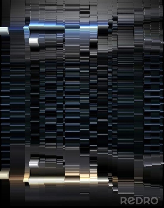 Poster  3d rendering illustration of metallic black and dark blue metallic color tone background.
