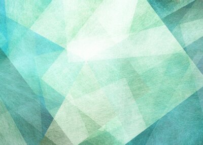 Poster  abstract blue green background with textured triangle shapes in fun geometric pattern, teal and white color texture in modern art design