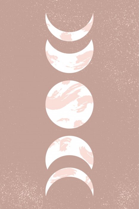 Poster  Abstract contemporary aesthetic background with Moon phases. Pastel beige colors. Boho neutral wall decor. Mid century modern minimalist art print. Organic natural shapes. Magic concept.
