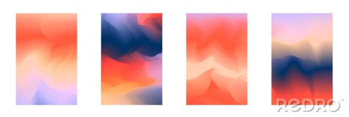 Poster  Abstract deep red and blue vibrant gradient colors backgrounds for fashion flyer, brochure design. Set of soft, bright gradiented wallpaper for mobile apps, ui design, banner, poster
