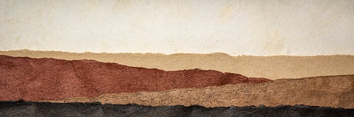 Poster  Abstract landscape created with amate bark papers