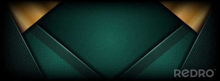Poster  abstract luxury dark green overlap layer with golden line