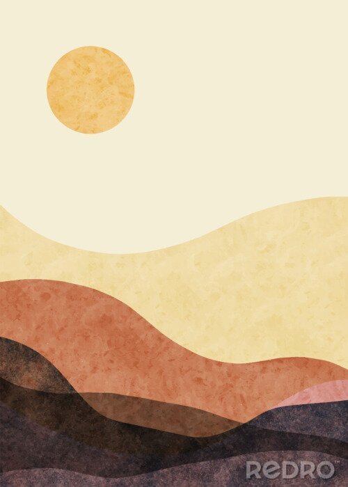 Poster  Abstract mountain landscape, Minimalist design. Abstract water color. vector background illustration.