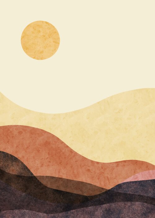 Poster  Abstract mountain landscape, Minimalist design. Abstract water color. vector background illustration.