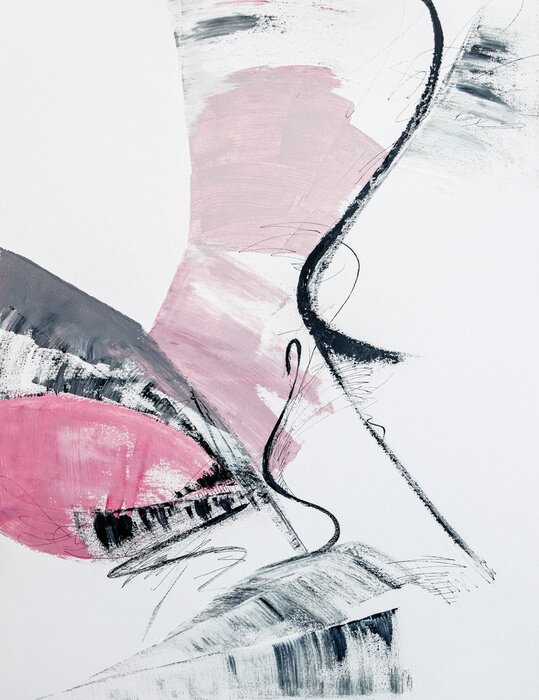 Poster  abstract pink and gray acrylic painting on canvas	