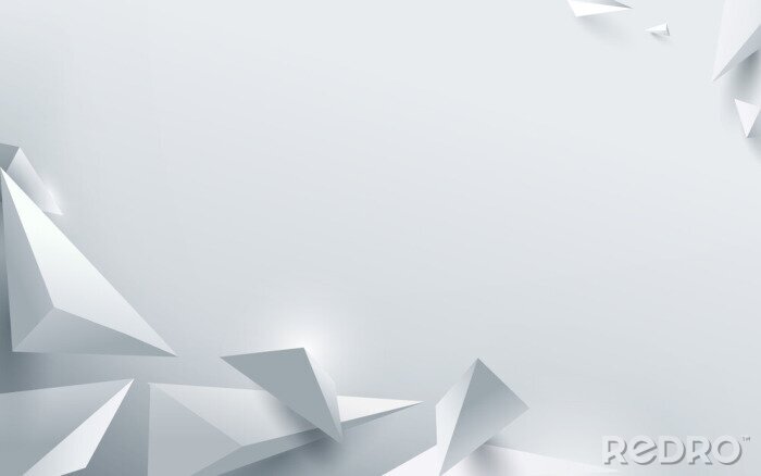 Poster  Abstract white 3d polygonal background. Vector illustration