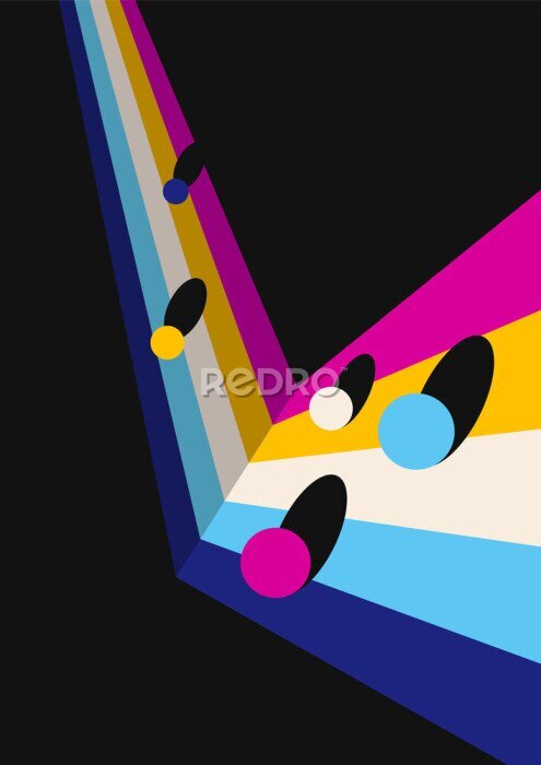 Poster  Abstraction rétro colorée