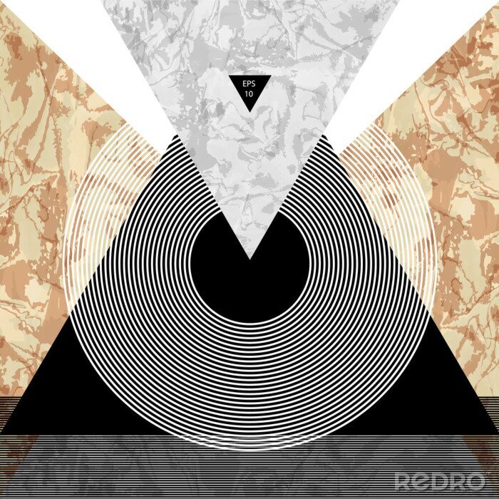Poster  Abstrait cercles et triangles