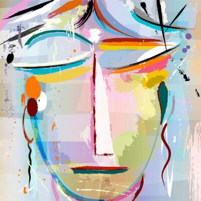 Poster  Abstrakcyjna twarz w stylu graffiti