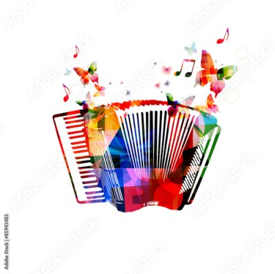 Poster  Accordéon avec papillons dans un style artistique